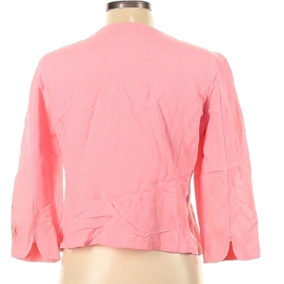 Ruby Road Pink Linen Blend Lace  Applique Jacket Size 10 - Picture 2 of 2